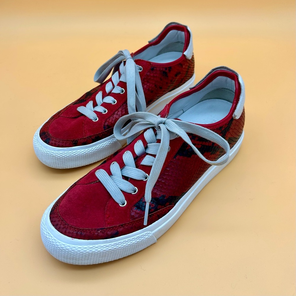 Rag & Bone - Snakeskin Red & Black Low Top Sneakers